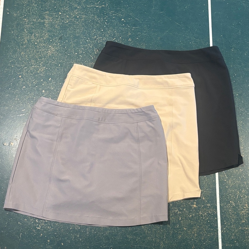Set of Three Adidas Skorts in Black, Cream, and Gray - Size Medium